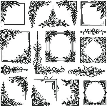 Vintage Style Frames For Decoration And Design On Isolated White Background