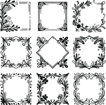 Vintage Style Frames For Decoration And Design On Isolated White Background