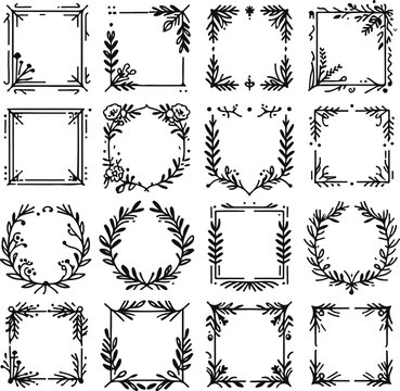 Vintage Style Frames For Decoration And Design On Isolated White Background