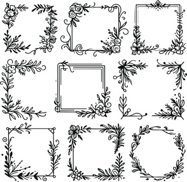 Vintage Style Frames For Decoration And Design On Isolated White Background
