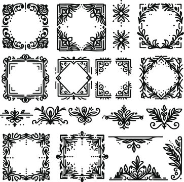 Vintage Style Frames For Decoration And Design On Isolated White Background