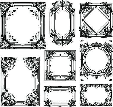 Vintage Style Frames For Decoration And Design On Isolated White Background