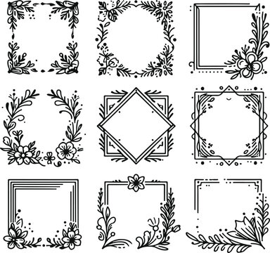Vintage Style Frames For Decoration And Design On Isolated White Background