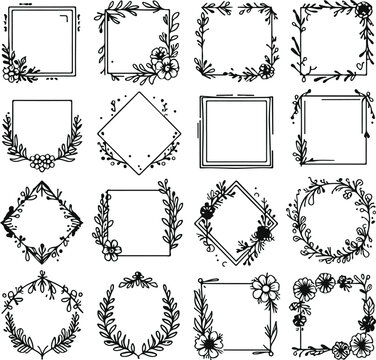 Vintage Style Frames For Decoration And Design On Isolated White Background