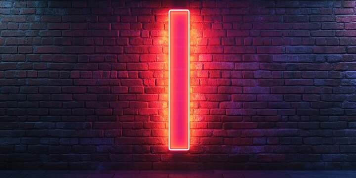 Vibrant Tall Neon Sign Illuminating Brickwork - Captivating 3D Render for Online Banners and Marketing Materials