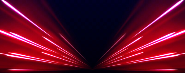 Poster - Abstract dynamic motion stripes – Glowing neon speed lines and fiery red light trails. Vector artwork for posters and modern designs. Luminous swirl concept.	