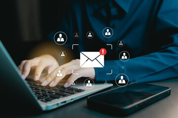 Poster - Digital Communication Concept with Email Notification and Contacts