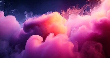 Poster - Abstract Ink Cloud With Purple And Orange Colors On A Dark Background