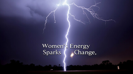 Wall Mural - a powerful lightning bolt striking across a stormy sky, illuminating the words 