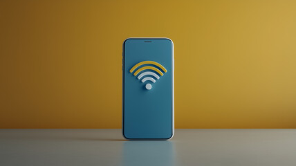 Poster - Digital Connectivity: A smartphone, representing connectivity, displays a stylized wifi signal, set against a simple, clean backdrop.