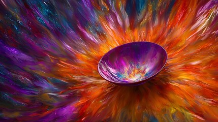 Poster - Abstract Colorful Bowl Explosion; Vibrant Art Background