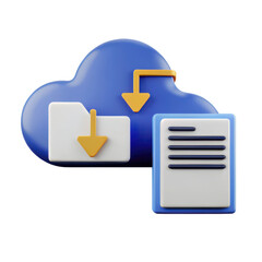Poster - Cloud Download Icon with Folder and Document Illustration in 3D Style