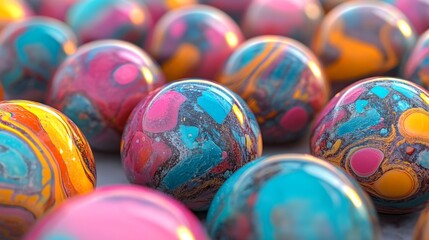 Poster - Vibrant spheres of light form exciting patterns in a colorful show