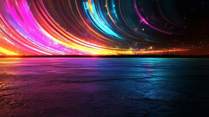 Poster - Captivating visual effects in vibrant colors are created by dynamic light streaks
