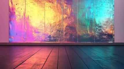 Poster - A vibrant visual display is created in the contemporary gallery by a colorful art installation