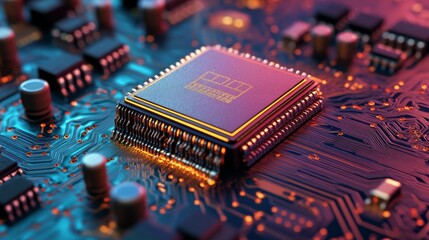 Poster - A high-definition display showcases an electric circuit board alight with intricate patterns and vibrant lights