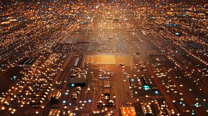 Poster - The intricate patterns and vibrant lights of an electric circuit board are on full display in high definition