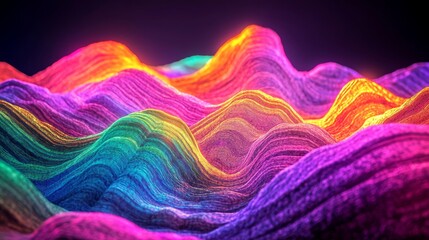 Poster - A vivid display of colorful waves moving harmoniously in a high-resolution abstract image