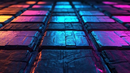 Poster - Vivid light trails showcase movement through luminous squares and colors
