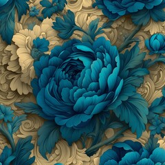 Fototapete - Collection of trendy floral seamless patterns, featuring vintage 70s-style flower illustrations and colorful pastel artwork