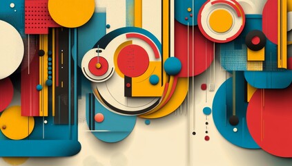 Poster - the banner features a silver-colored square pattern accompanied by a shadow, set against an abstract