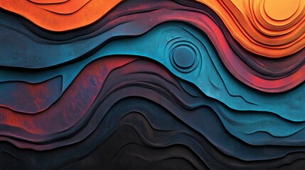 Poster - a 3d crystal glass liquid wave featuring refraction and a holographic effect is set against a dark b