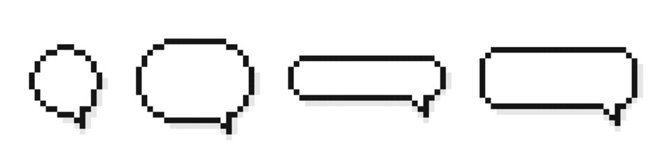 Poster - Pixel speech bubbles. Chat speech or dialogue. Empty pixelated speech bubbles. Chat bubbles in pixel art style.