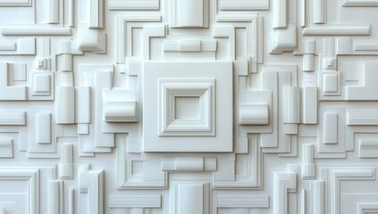 Fototapete - white cube boxes that have been randomly shifted serve as a barrier to the background, representing 