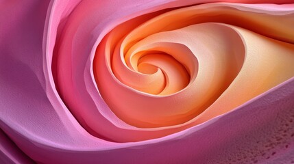 Poster - The minimalist style of 3D renders featuring pink abstract shapes is accentuated by a gradient background with orange and dark pink elements, complemented by abstract waves in pink and orange, as