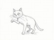 © Michaelyo - Cute Cat Sketch with Raised Paw on White Background Drawing