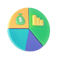 Poster - Investment portfolio pie chart with savings and growth segments Clipart Photo isolated on transparency background