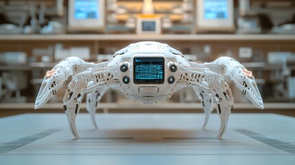 Poster - An AI-powered drone displaying advanced technology in a modern workspace