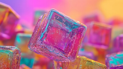 Poster - The vibrant and dreamy ambiance is enhanced by mesmerizing floating crystals in a colorful display