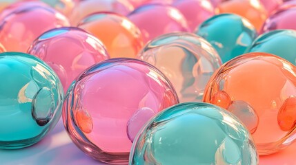 Poster - Spheres of varied hues elegantly laid out in a gradient sequence on a glowing background