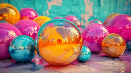 Poster - Beautifully arranged spheres showcasing a gradient effect on a radiant background