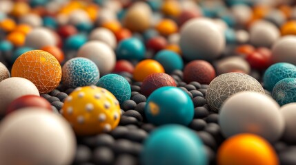 Poster - Spheres float within a digital environment, featuring 4k high-definition visuals of AI innovations