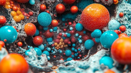 Poster - Floating in a digital space, spheres exhibit 4k high-definition visuals of AI technology