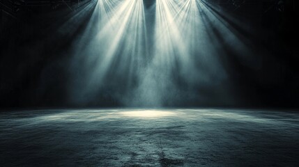 Poster - In a dark space, white light beams dynamically display to produce an immersive atmosphere