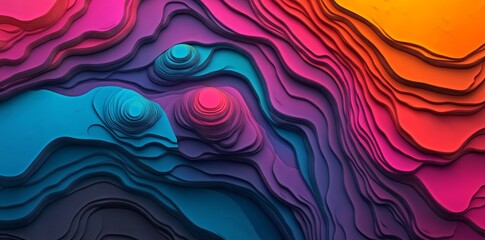 Poster - The abstract design features a grainy, noisy texture with a gradient background that transitions through dark blue, purple, orange, and black, perfect for a poster, banner, header, or cover backdrop