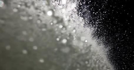 Poster - Abstract White Foam With Water Droplets Over Black Background Overhead Light Source and Bubbly Texture