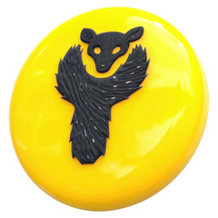 Poster - Isolated Yellow Round Button with Black Bear Icon Decorative Flat Design