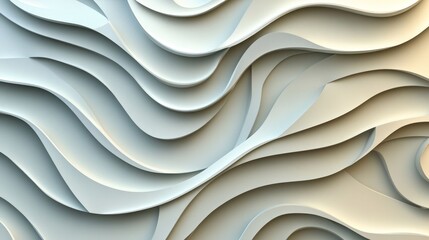 Poster - Abstract white wave forms are showcased in a stylish and modern seamless background with a minimalist texture pattern and monochromatic colors