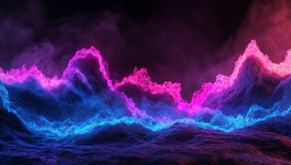 Fototapete - Big data is represented through a futuristic abstract background consisting of cybernetic patterns, shimmering particles, and dynamic waves created by points and lines in a 3D setting