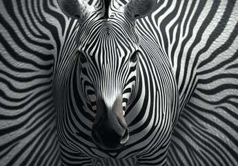 Poster - A modern abstract background with soft bend zebra pattern striped line art in black and white monochrome