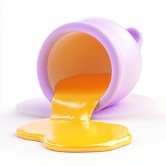 Poster - A purple jug spills vibrant yellow liquid, creating a smooth puddle on a white surface, emphasizing a playful and colorful design.