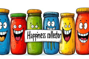 Aufkleber - Colorful happy faces in the jar with 