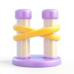 Fototapete - A colorful 3D model featuring intertwined cylindrical shapes in pastel colors.