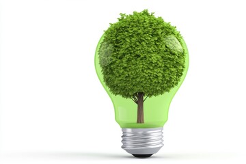 Poster - Conceptual image depicting a light bulb with a small tree growing inside symbolizing sustainable energy renewable resources and the potential for environmental growth and innovation