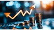© NCSF - Financial Growth with Stacked Coins and Upward Arrow, A stack of coins with an upward trending arrow symbolizing financial growth