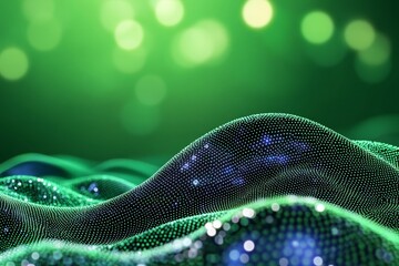 Aufkleber - Digital technology banner blue green background concept with technology light effect, abstract tech, innovation future data, internet network, Ai big data, lines dots connection, illustration